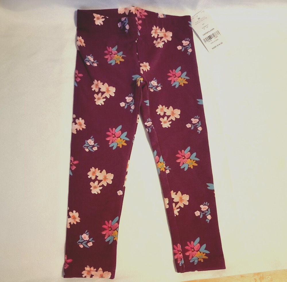 Carter's Toddler Girls Leggings Purple Floral sz 2T NWT